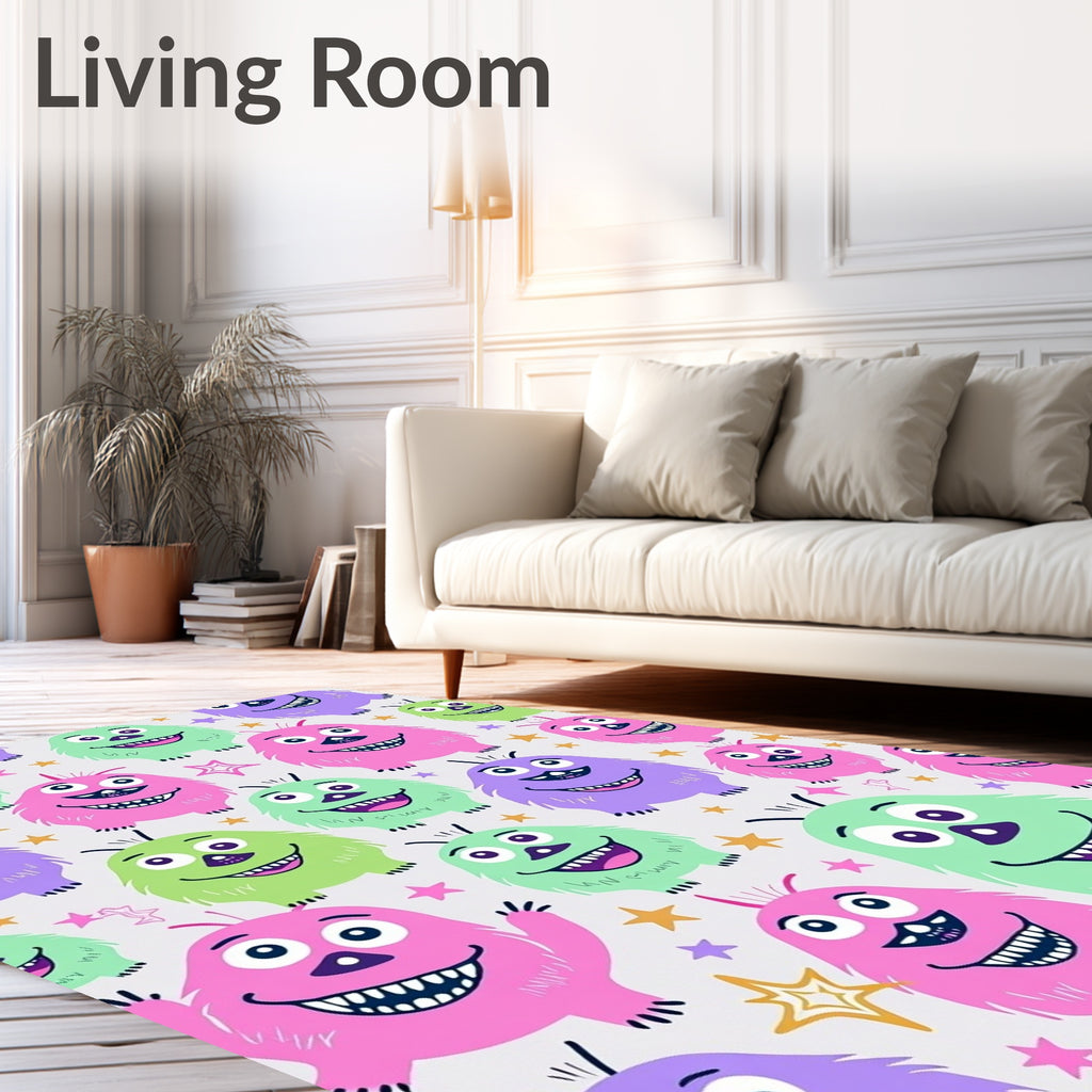 Playful Monster Pals Colorful Star Rug