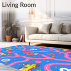 Bright Blue Train Number Play Mat Rug