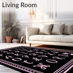 Pink Script Alphabet Heart Stars Rug