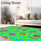 Vivid Blue Swirls Neon Graphic Rug
