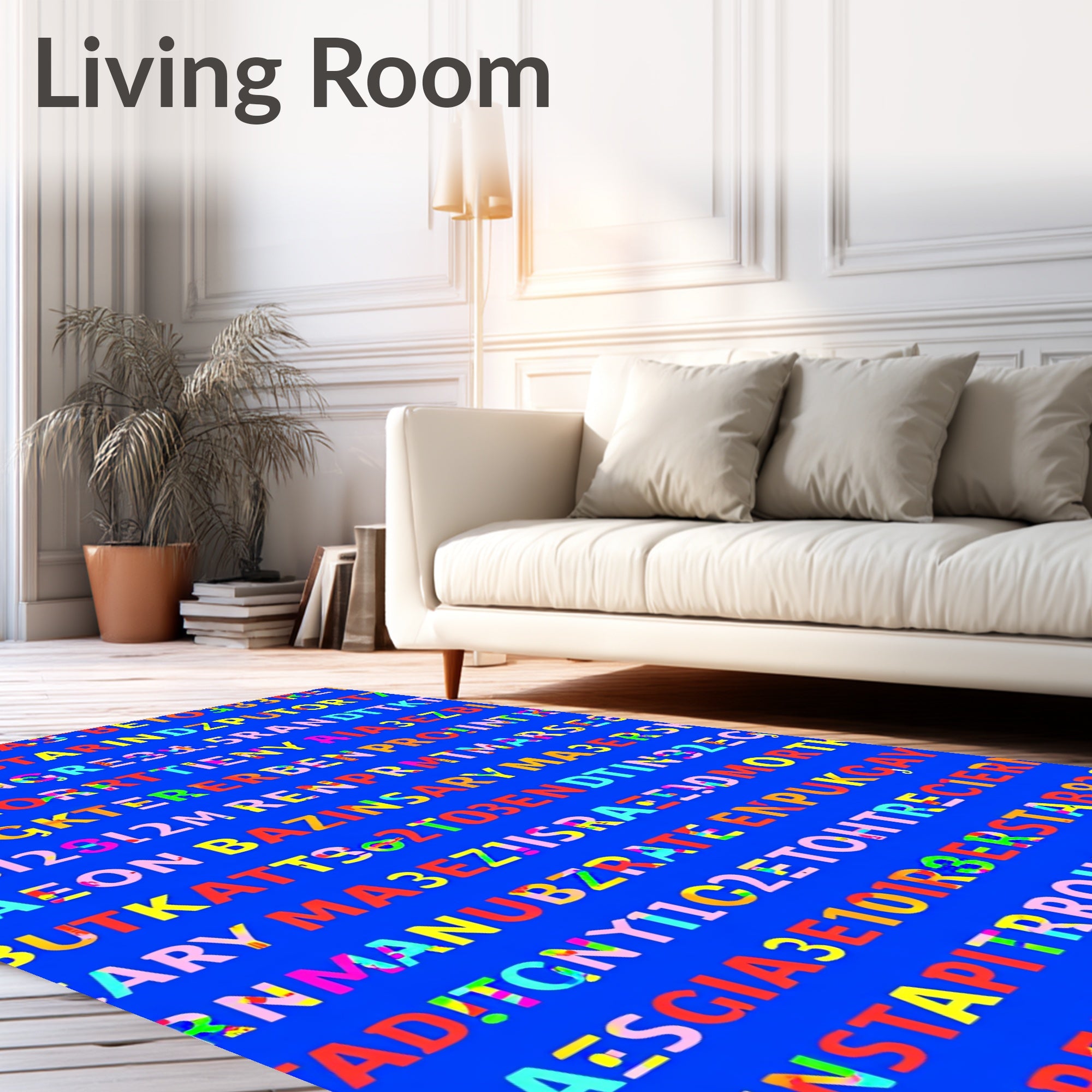 Vibrant Multicolored Alphabet Collage Rug