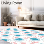 Aqua Pink Abstract Seashell Swirl Rug