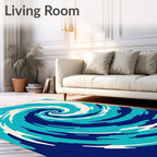 Deep Blue Swirling Water Effect Rug