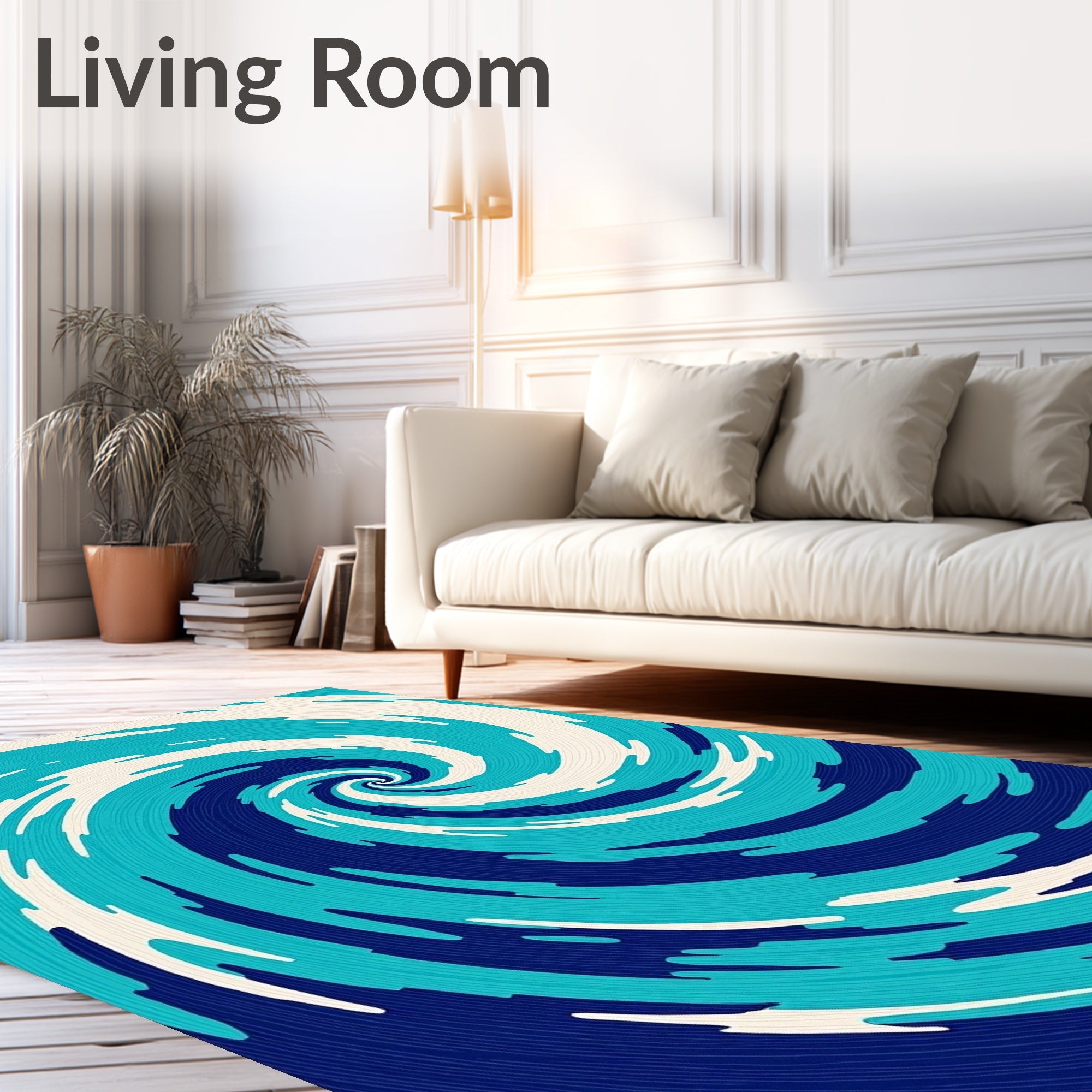Deep Blue Swirling Water Effect Rug