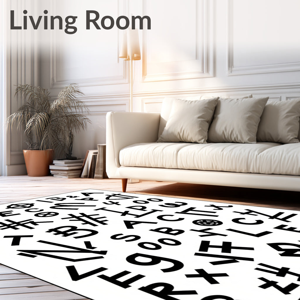 Black Alphabet Collage Graphic Rug