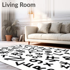 Black Alphabet Collage Graphic Rug