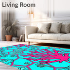 Coral Reef Teal And Pink Hexagons Rug