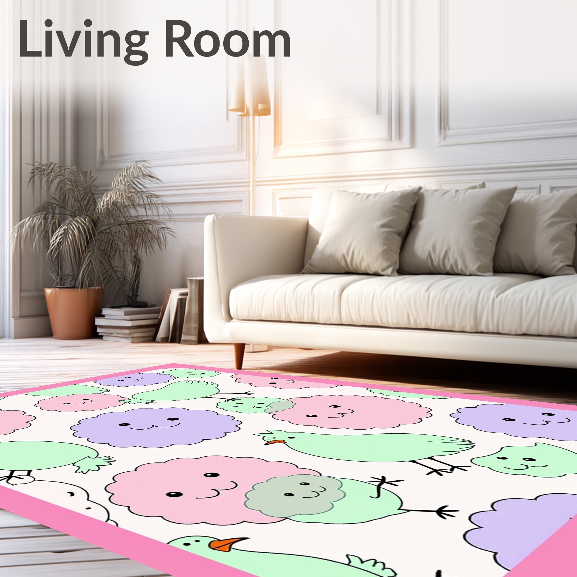 Playful Fluffy Cloud Bird Collection Rug