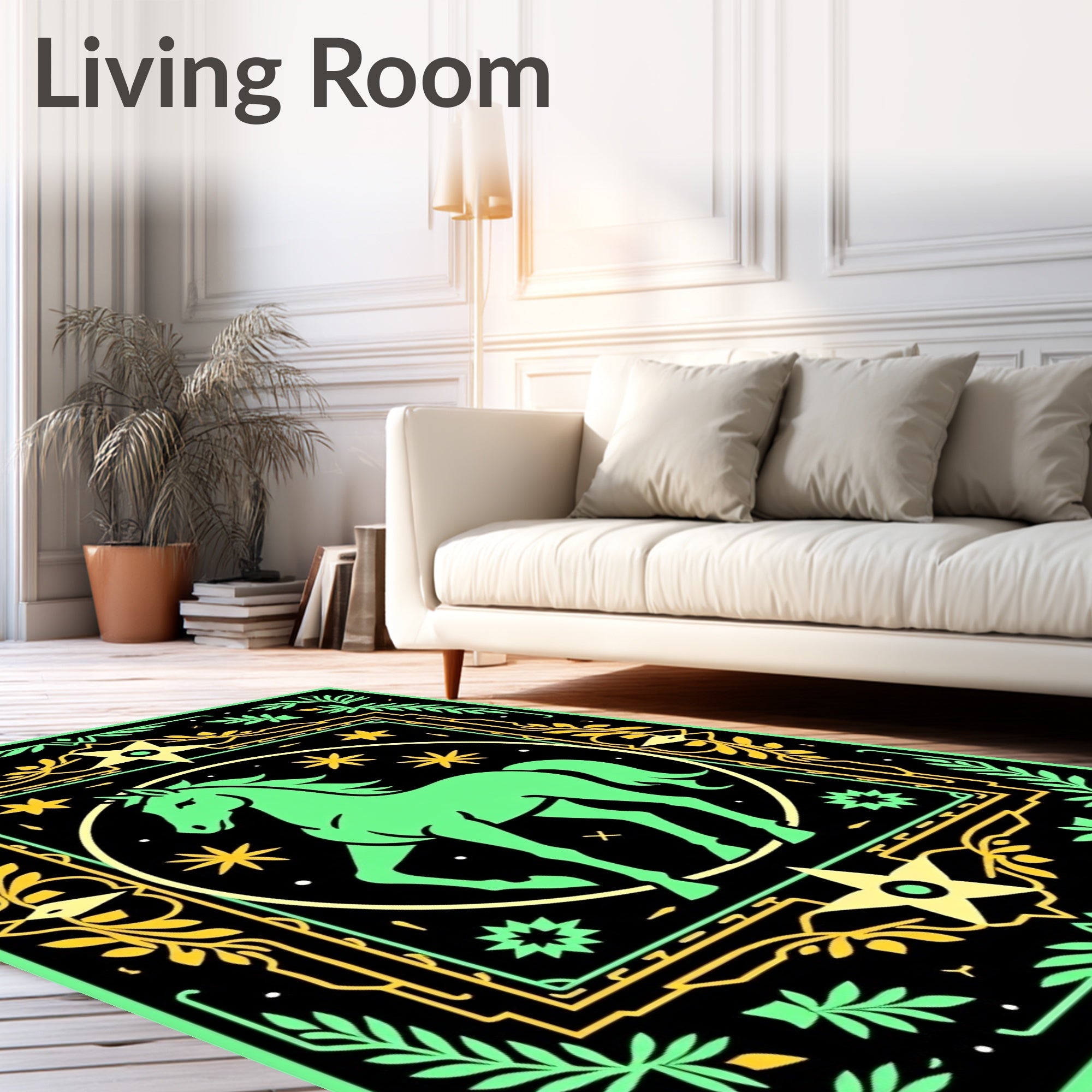 Emerald Horse Celestial Frame Rug