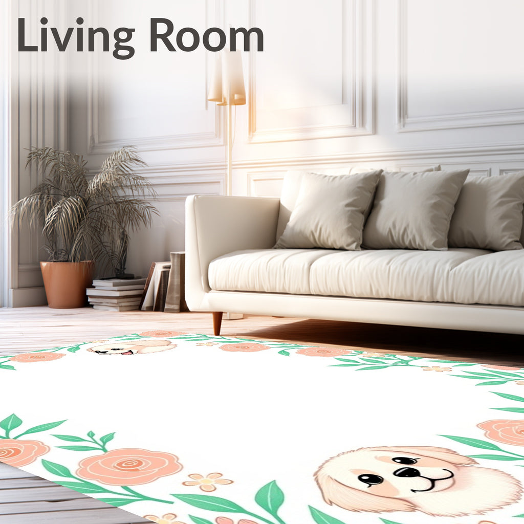 Peach Rose Garden Puppy Border Rug