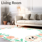 Peach Rose Garden Puppy Border Rug