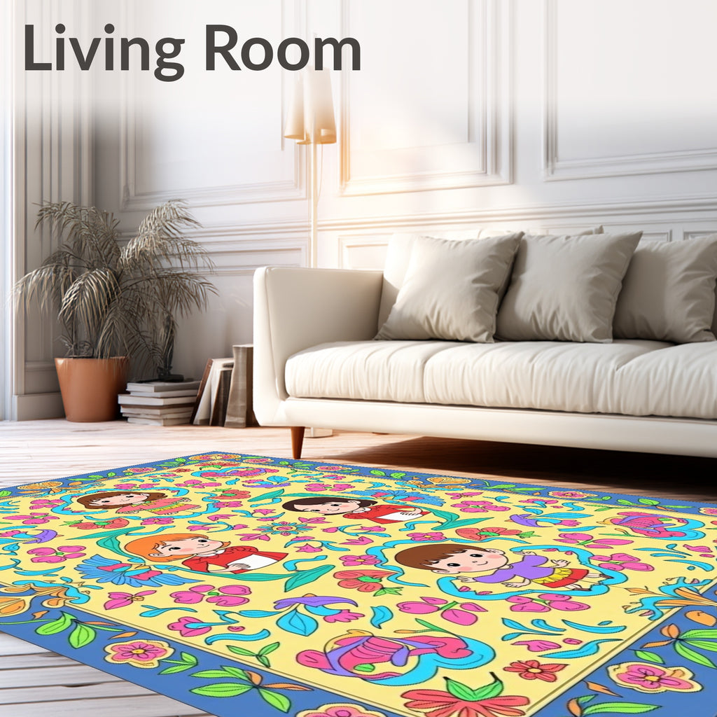Kids Floral Yellow Rug