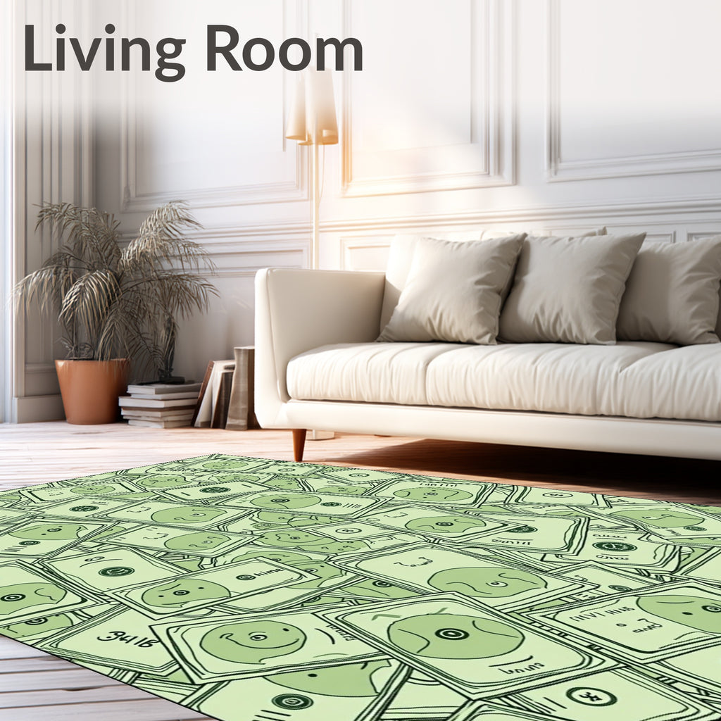 Whimsical Green Character Collage Rug