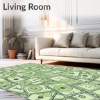 Whimsical Green Character Collage Rug