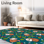 Cute Brown Character Christmas Holly Rug