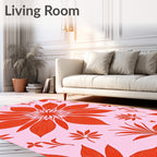 Coral Floral Burst Mandala Pink Rug