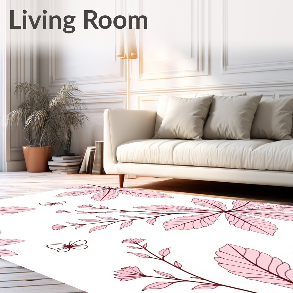 Pink Foliage and Butterfly Garden Rug