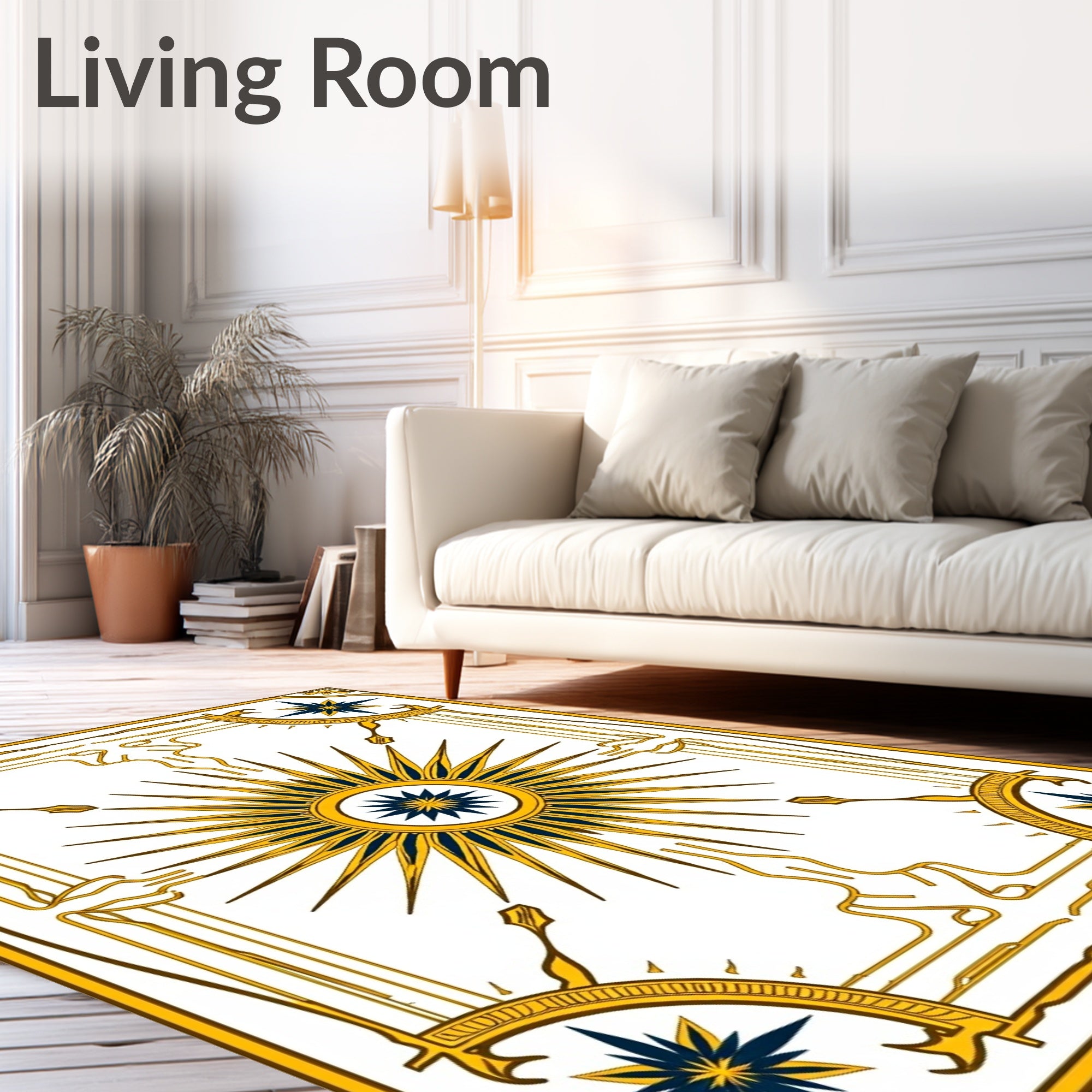 Golden Sunburst With Celestial Accents Rug