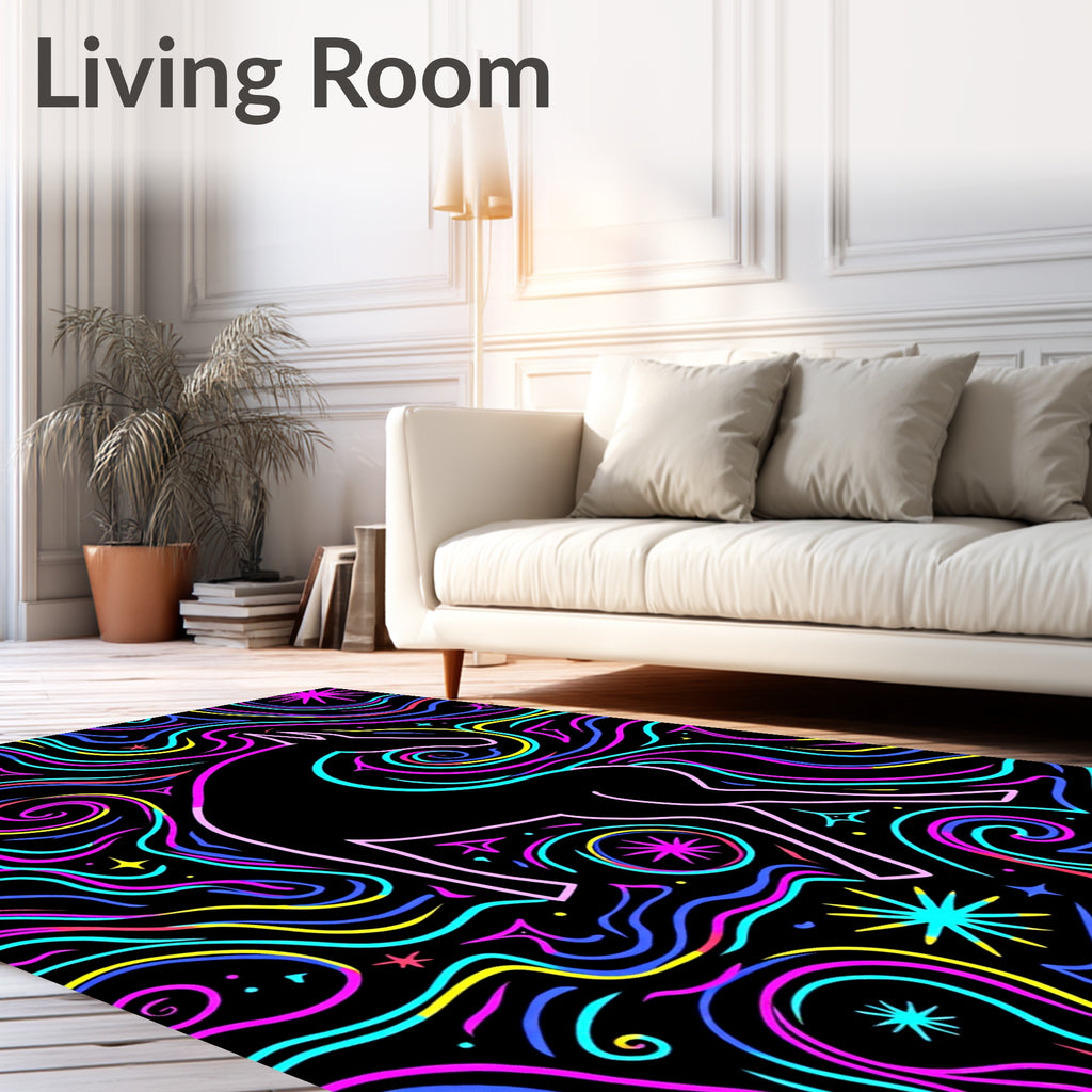 Neon Horse Cosmic Swirl Rug