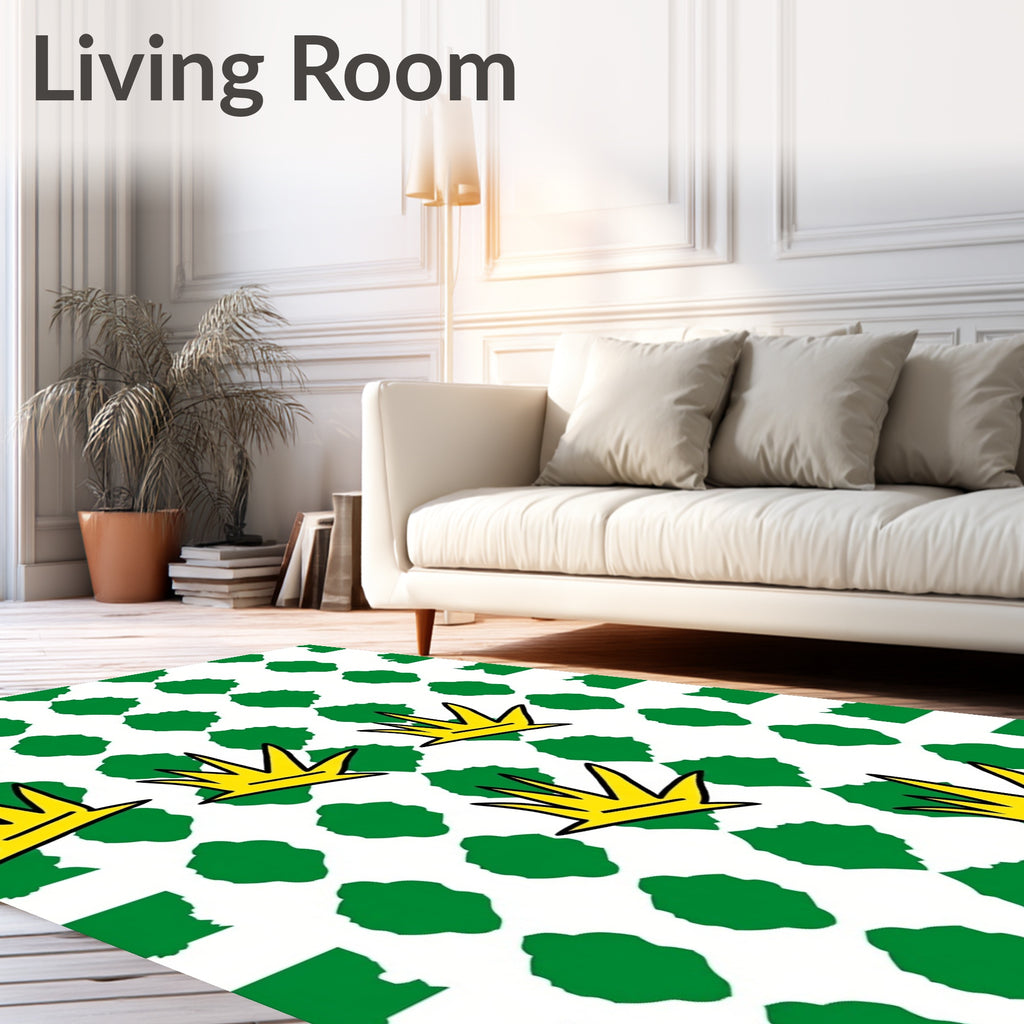 Yellow Crown Green Diamond Collage Rug