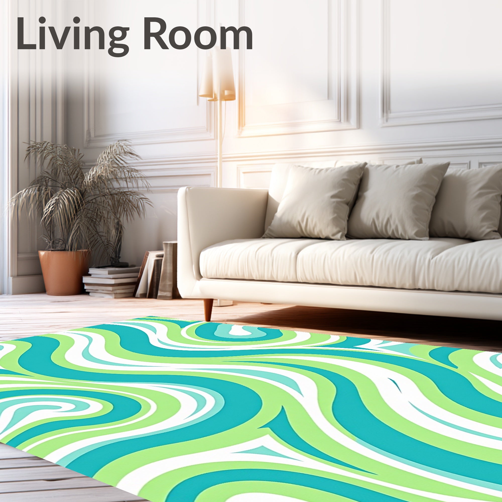 Oceanic Swirls Green Aqua Rug