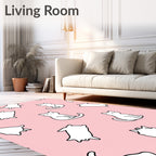 Charming White Cats Pink Background Rug