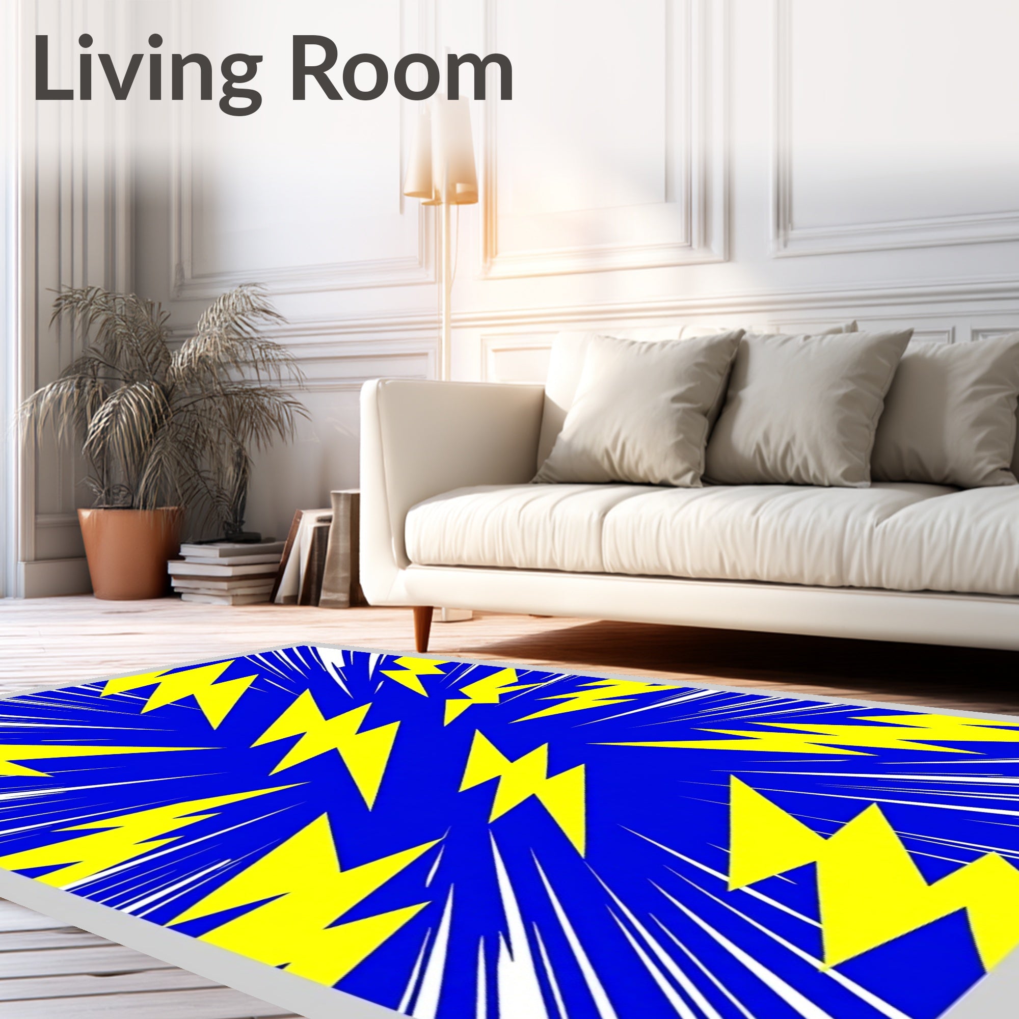 Electric Yellow Lightning Bolt Burst Rug