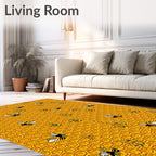 Golden Hive Bee Floral Medallion Rug