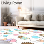 Cute Hedgehog and Bear Balloon Party Rug