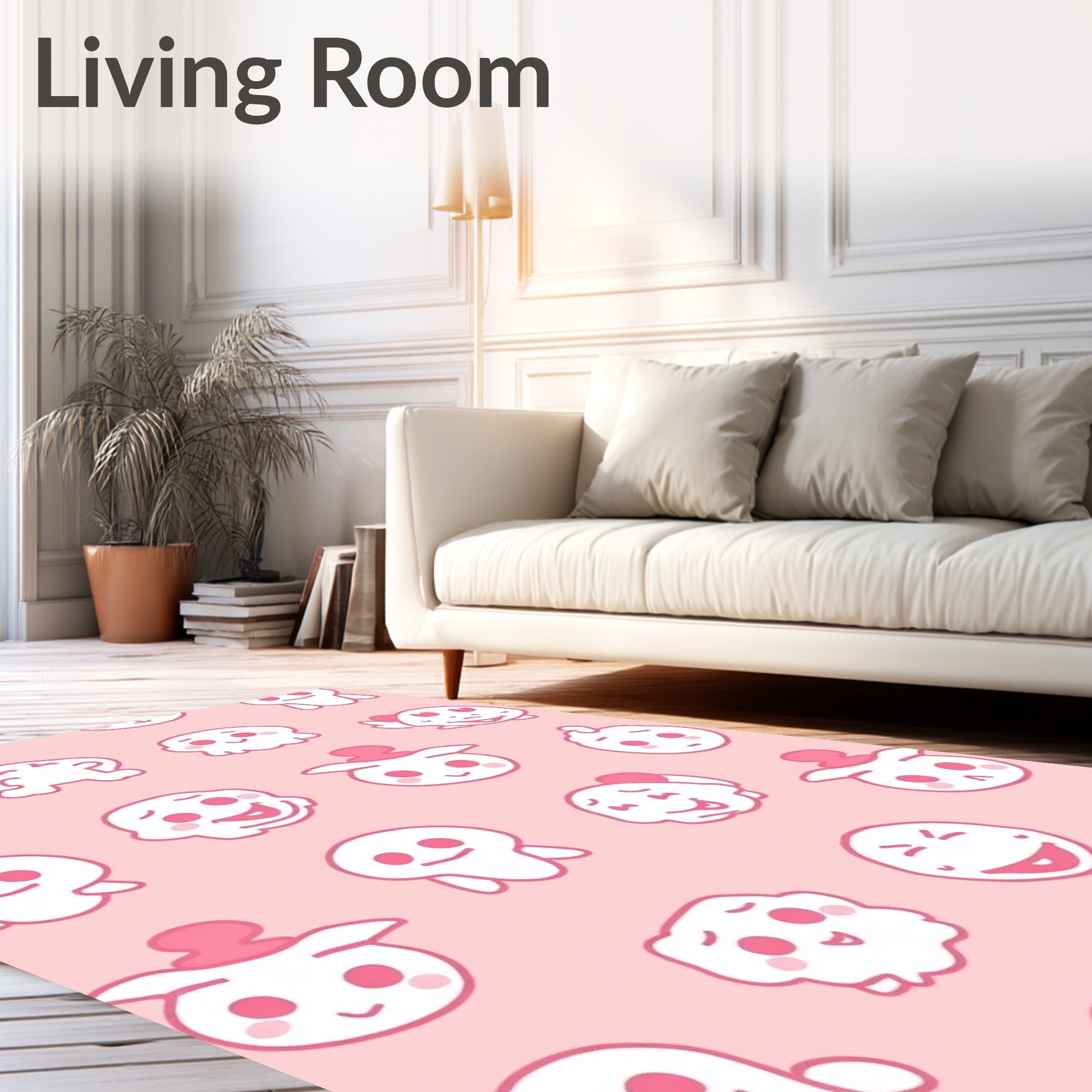 Playful Pink Ghost Friends Collection Rug