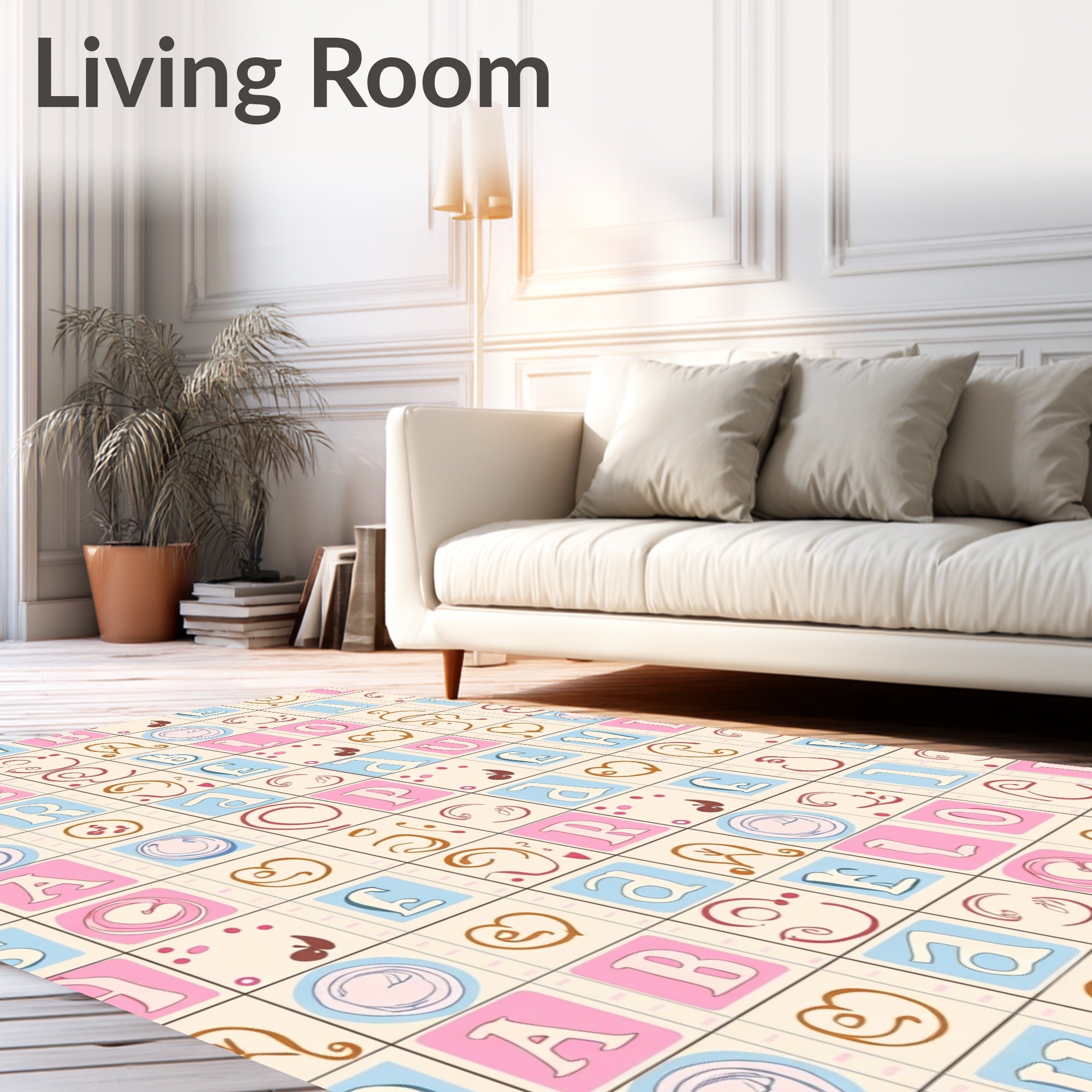 Whimsical Alphabet Blocks Pastel Rug