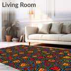 Funky Cartoon Cat Swirl Red Orange Rug