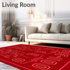 Cybernetic Red Neon Circuit Rug