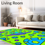 Alien Groovy Spacecraft Neon Explosion Rug
