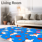 Cute White Cats Playful Orange Balls Rug