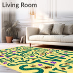 Alphabet Garden Butterflies Whimsical Folk Rug