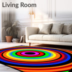 Vibrant Concentric Circles Rainbow Rug