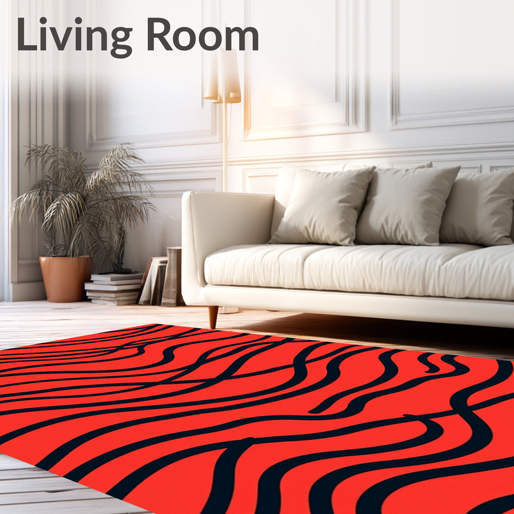 Crimson Wavy Stripe Rug