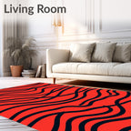Crimson Wavy Stripe Rug