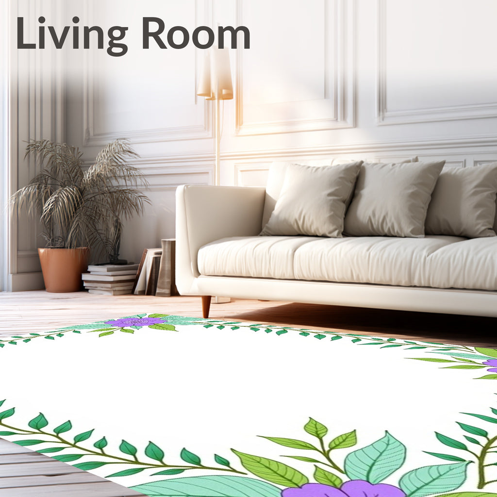 Violet Floral Vine Border Rug