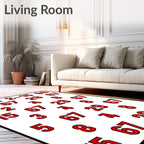 Red Vintage Number Grid Rug