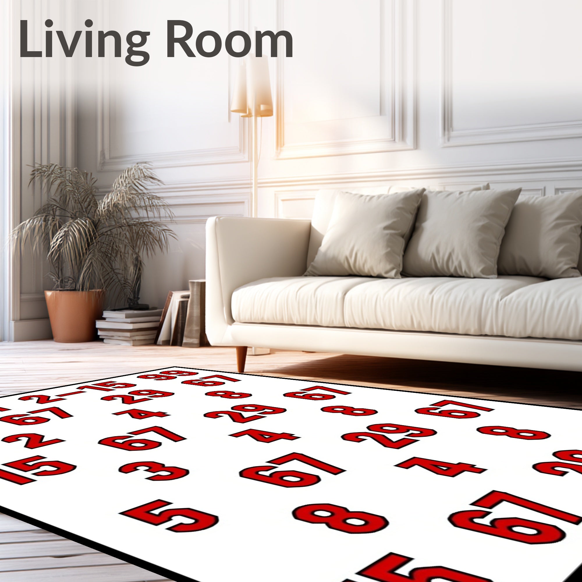 Red Vintage Number Grid Rug