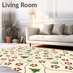 Autumn Forest Pinecone Acorn Cream Rug