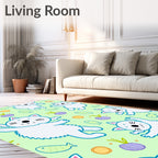 Playful White Kittens Purple Beets Fish Rug