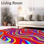 Vibrant Red Swirl Abstract Waves Rug
