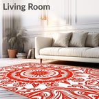 Vibrant Red Mandala Floral Burst Rug