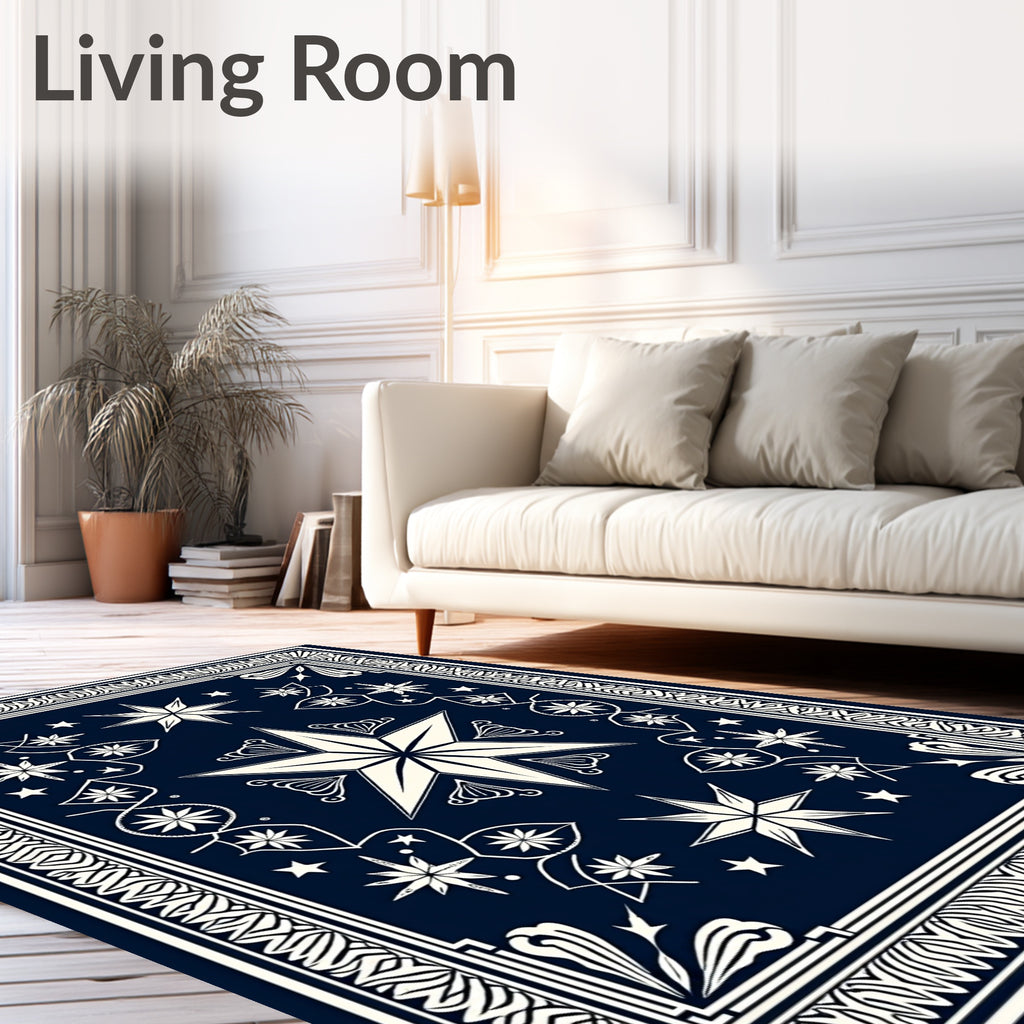 Deep Blue Celestial Starburst Rug