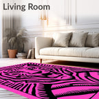 Bold Pink Tiger Face Statement Rug