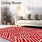Bold Red Geometric Medallion Maze Rug