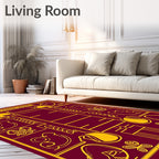 Crimson Yellow Football Field Elements Rug